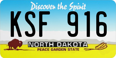 ND license plate KSF916