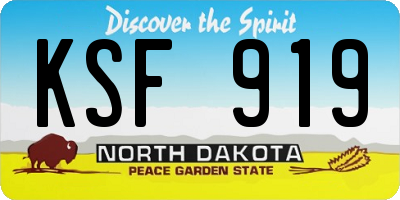 ND license plate KSF919