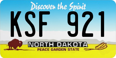 ND license plate KSF921