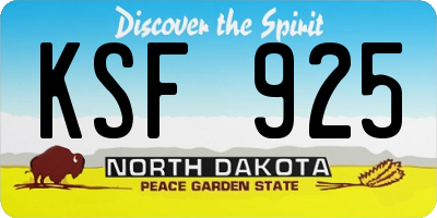ND license plate KSF925