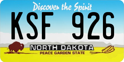 ND license plate KSF926