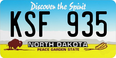 ND license plate KSF935