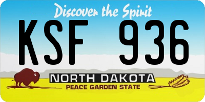 ND license plate KSF936