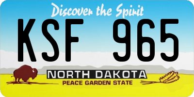 ND license plate KSF965