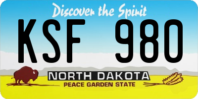 ND license plate KSF980