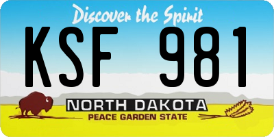 ND license plate KSF981