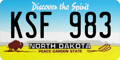 ND license plate KSF983