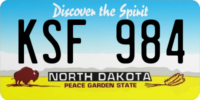 ND license plate KSF984