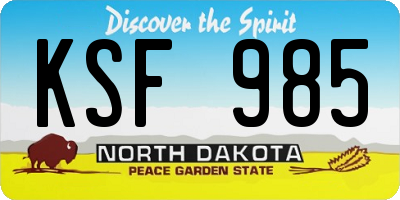 ND license plate KSF985