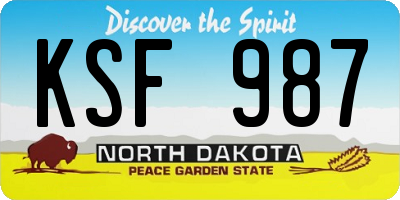 ND license plate KSF987