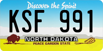 ND license plate KSF991
