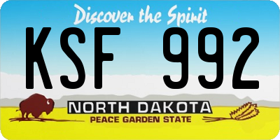 ND license plate KSF992