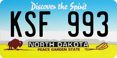 ND license plate KSF993