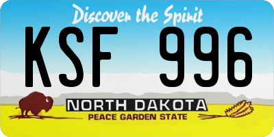 ND license plate KSF996
