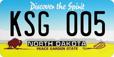 ND license plate KSG005
