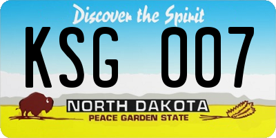 ND license plate KSG007