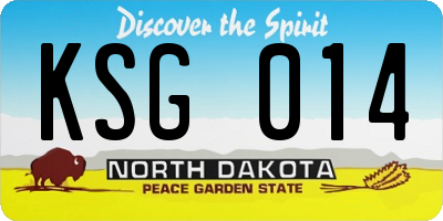 ND license plate KSG014