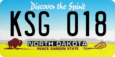 ND license plate KSG018