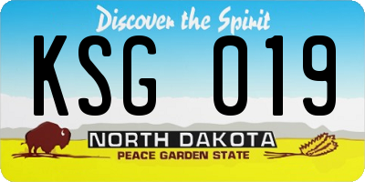 ND license plate KSG019