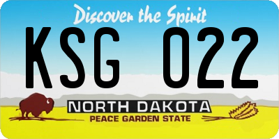 ND license plate KSG022