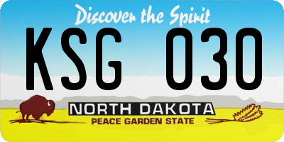 ND license plate KSG030