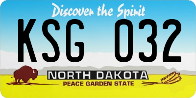 ND license plate KSG032