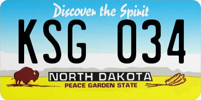 ND license plate KSG034