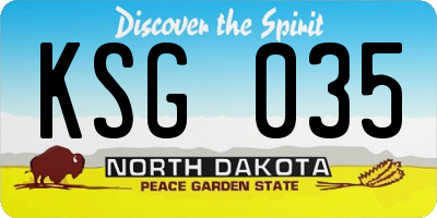 ND license plate KSG035