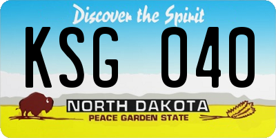ND license plate KSG040