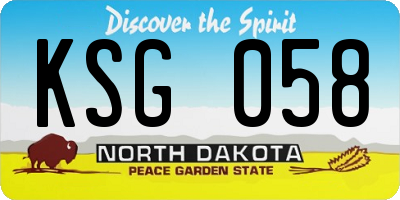 ND license plate KSG058
