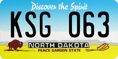 ND license plate KSG063