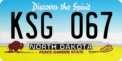 ND license plate KSG067