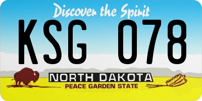 ND license plate KSG078