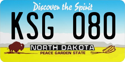 ND license plate KSG080