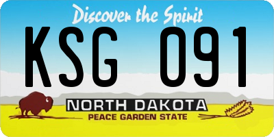 ND license plate KSG091