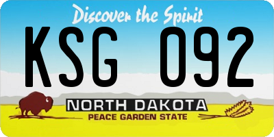 ND license plate KSG092