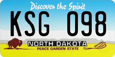 ND license plate KSG098