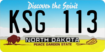 ND license plate KSG113