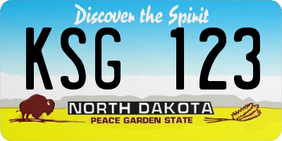 ND license plate KSG123