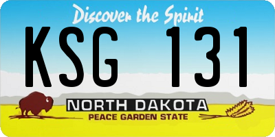 ND license plate KSG131