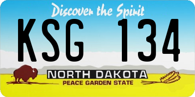 ND license plate KSG134