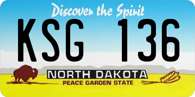 ND license plate KSG136