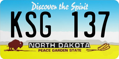 ND license plate KSG137