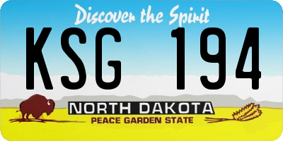 ND license plate KSG194