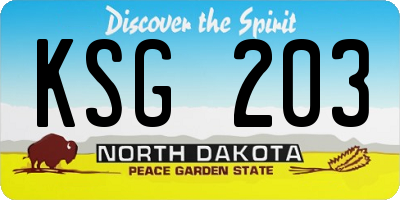 ND license plate KSG203