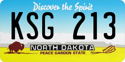 ND license plate KSG213