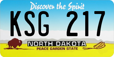 ND license plate KSG217