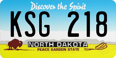 ND license plate KSG218