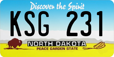 ND license plate KSG231
