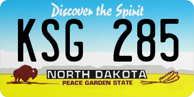 ND license plate KSG285